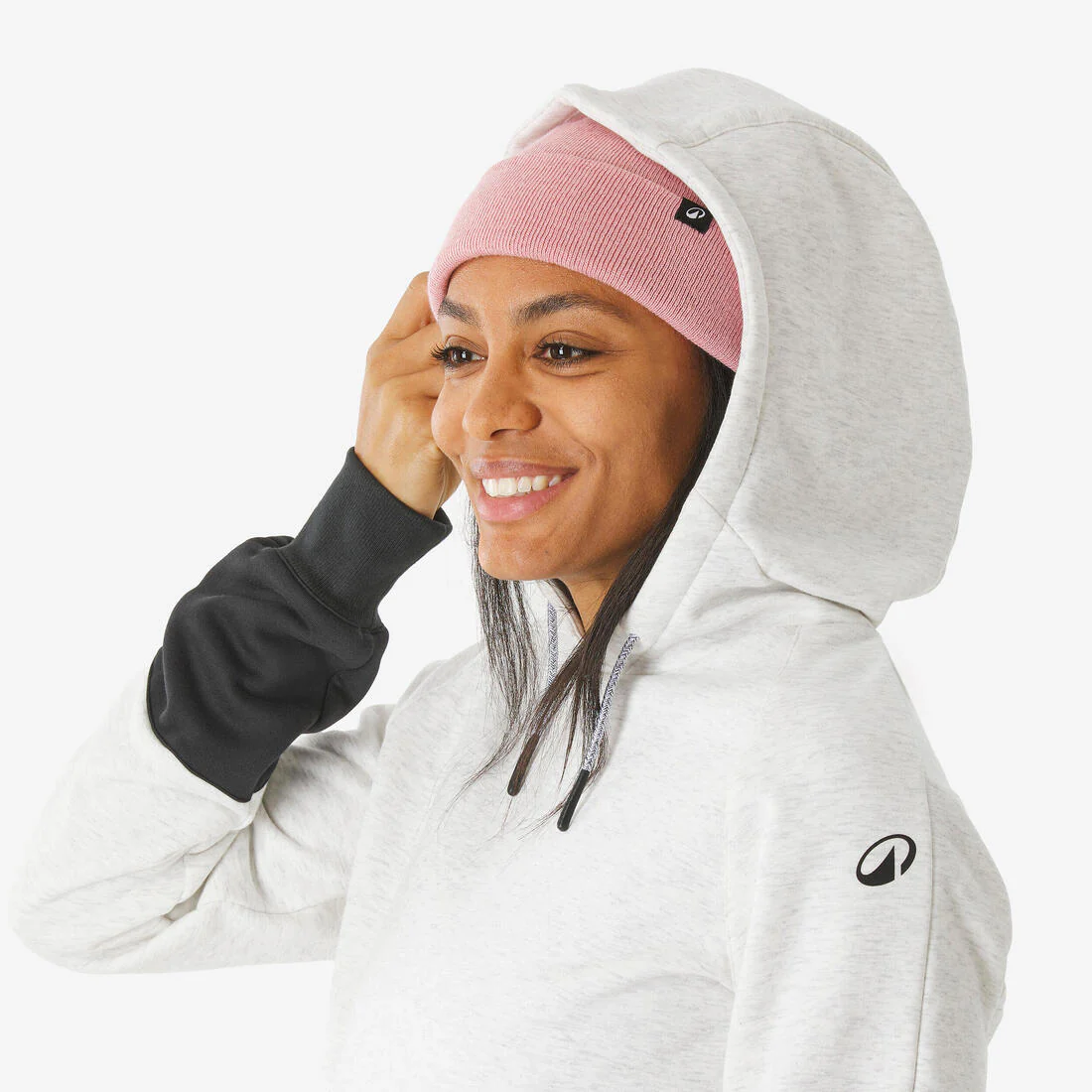 Polerón de Nieve Snowboard y Ski Mujer - Dreamscape con Gorro Beige Negro - Image 13