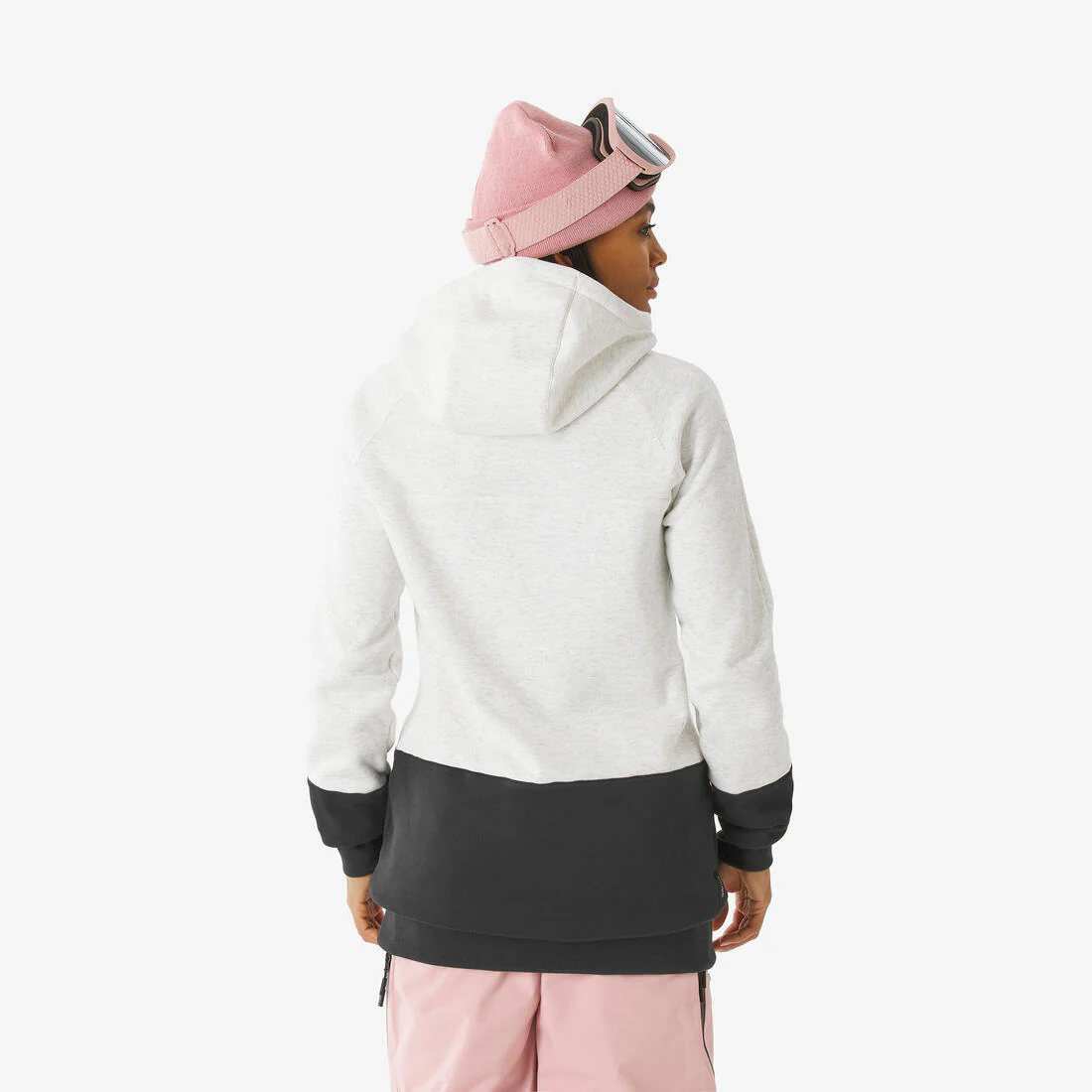 Polerón de Nieve Snowboard y Ski Mujer - Dreamscape con Gorro Beige Negro - Image 4