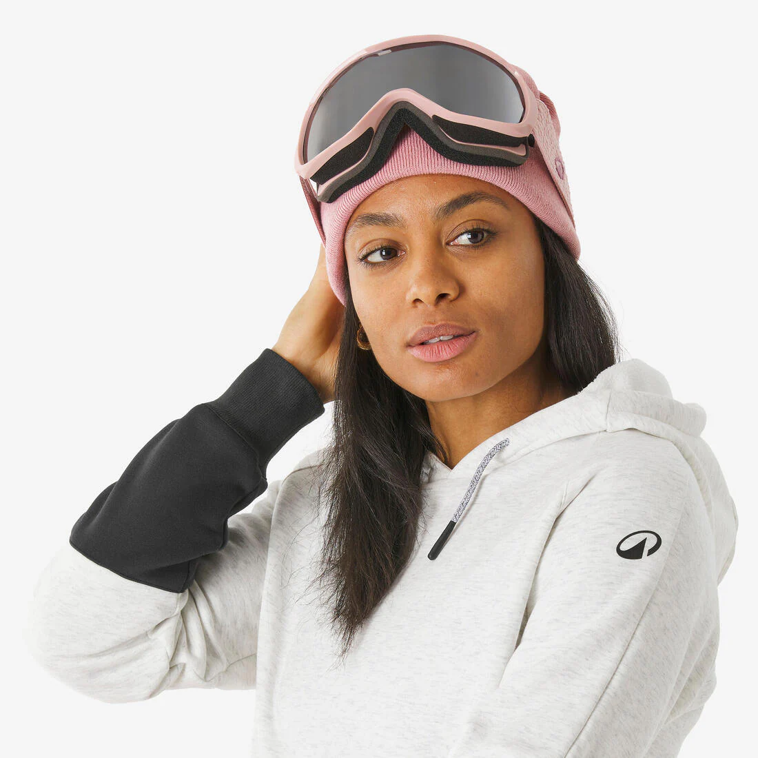 Polerón de Nieve Snowboard y Ski Mujer - Dreamscape con Gorro Beige Negro - Image 5