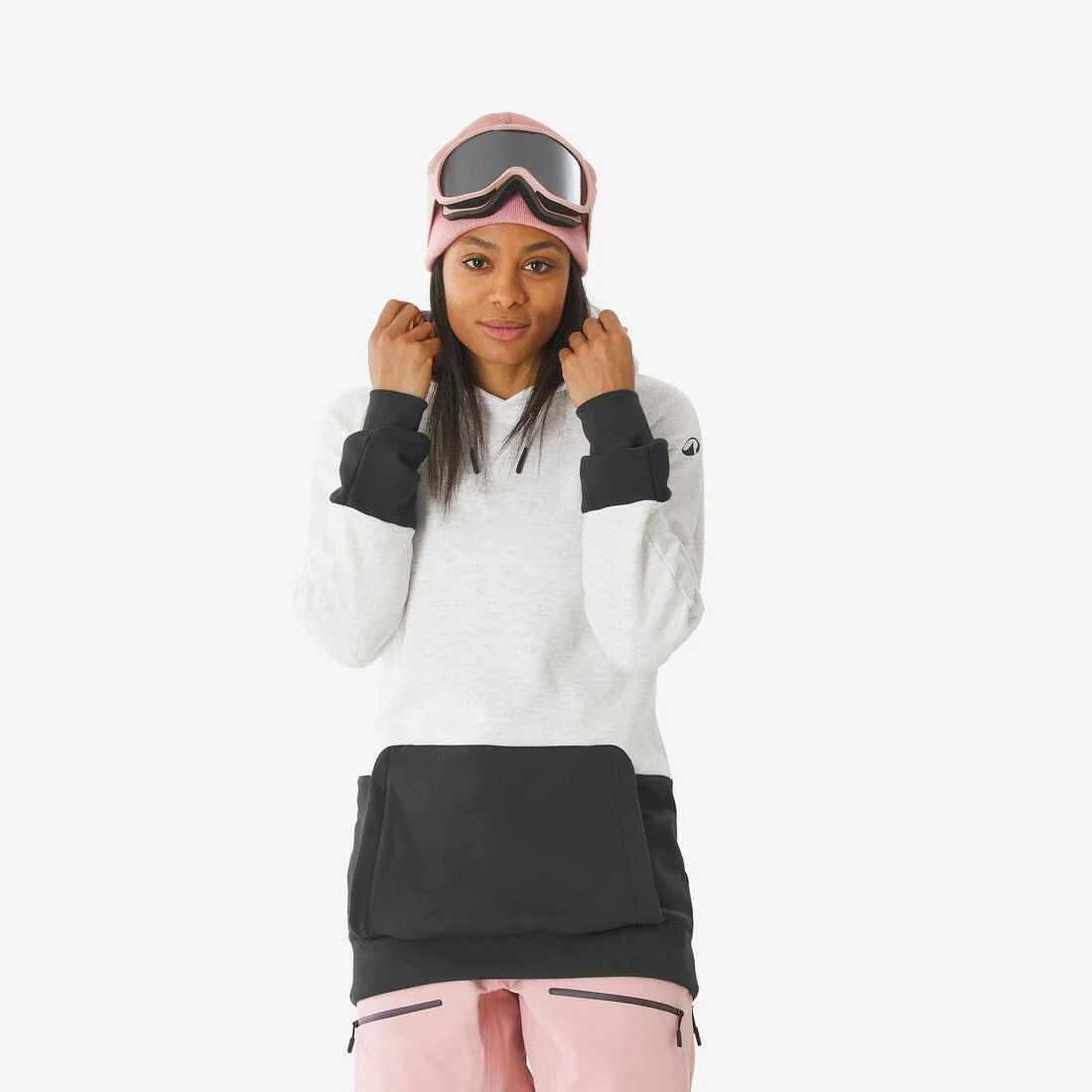 Polerón de Nieve Snowboard y Ski Mujer - Dreamscape con Gorro Beige Negro - Image 6