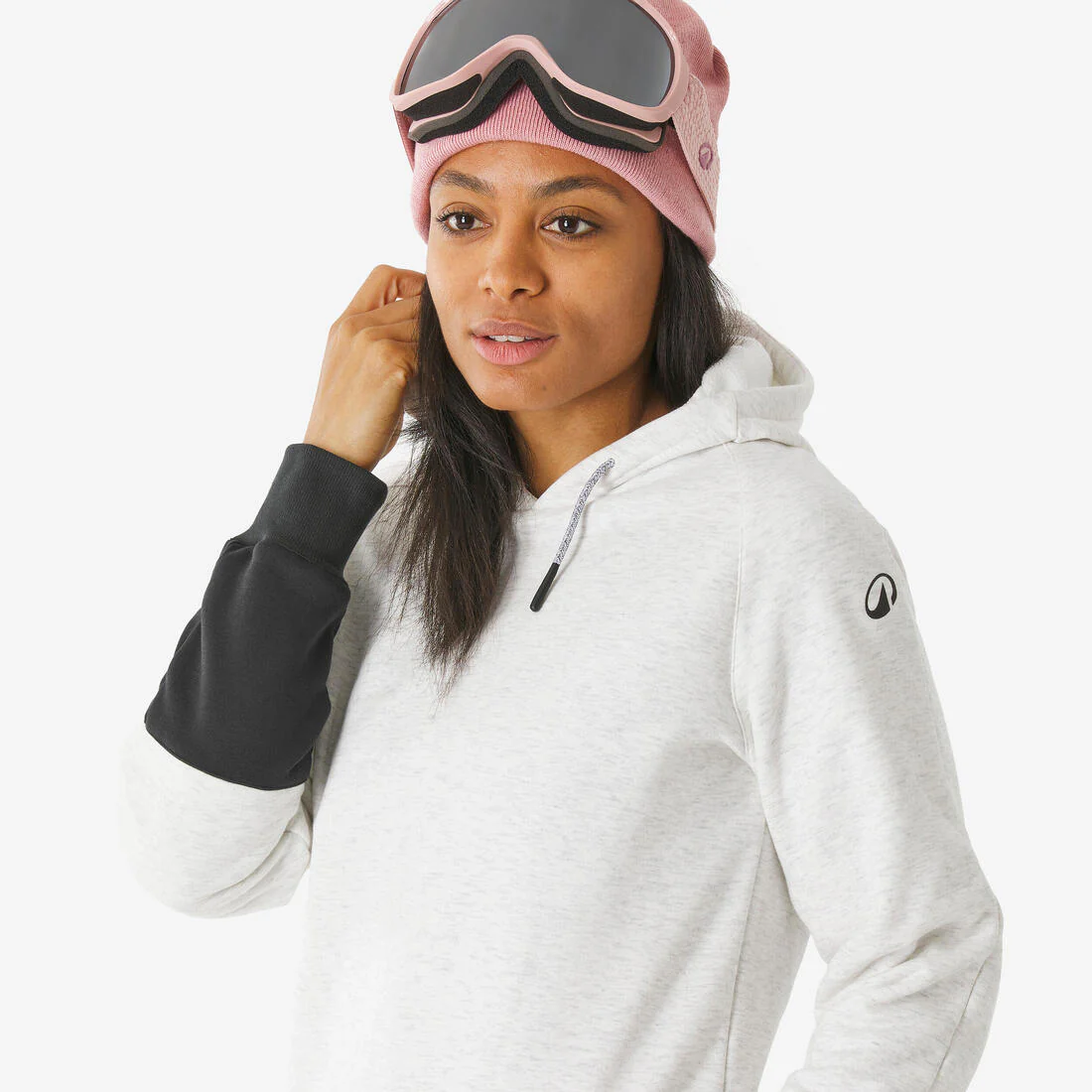 Polerón de Nieve Snowboard y Ski Mujer - Dreamscape con Gorro Beige Negro - Image 7
