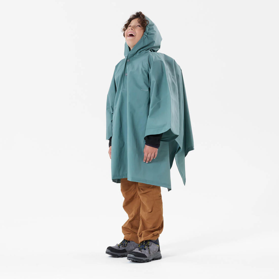 PONCHO IMPERMEABLE DE SENDERISMO - 10 L AZUL VERDE - NIÑOS 126 A 156 CM - Image 3