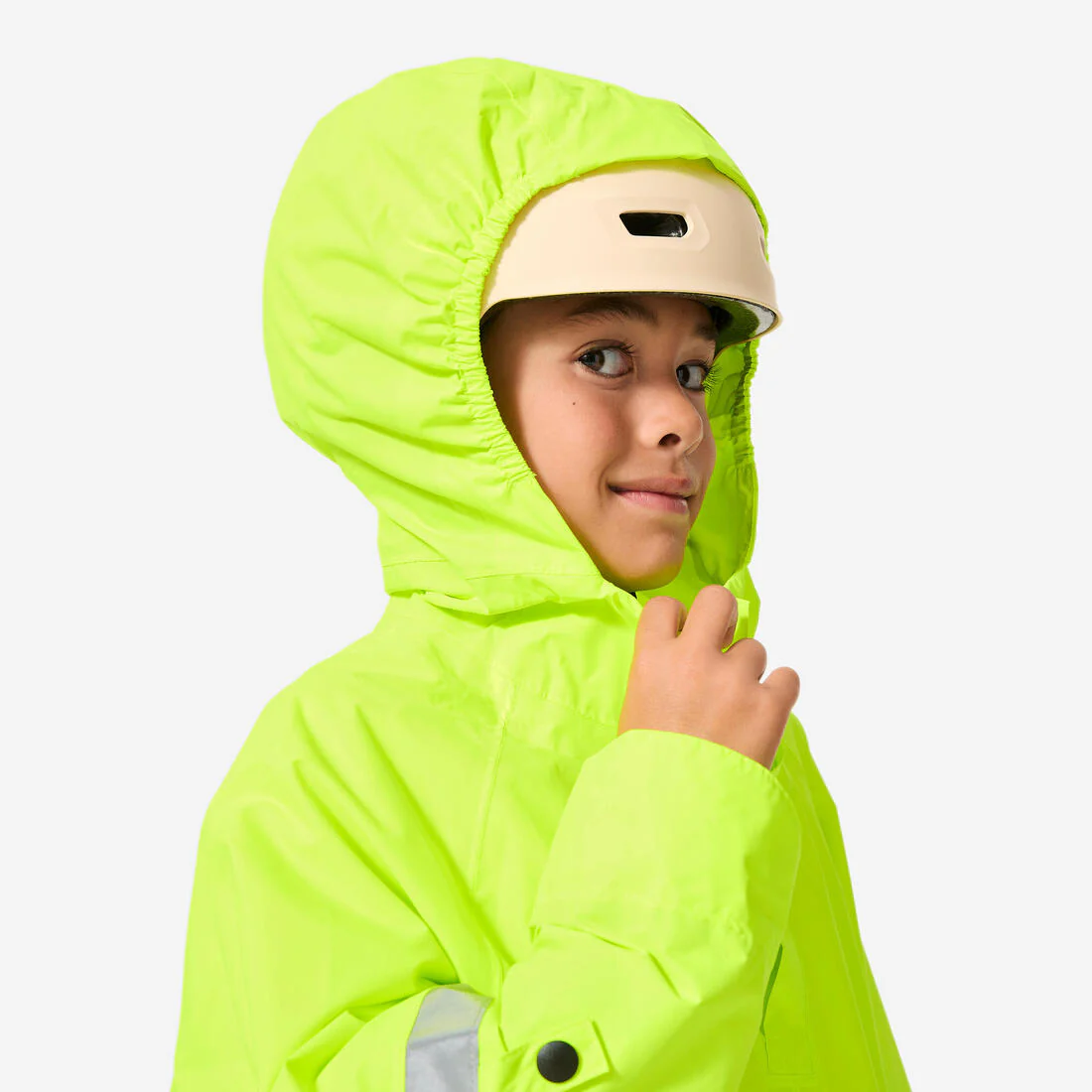 PONCHO NIÑOS NEGRO-AMARILLO FLUORESCENTE VISIBILIDAD DIURNA/NOCTURNA IMPERMEABLE - Image 6