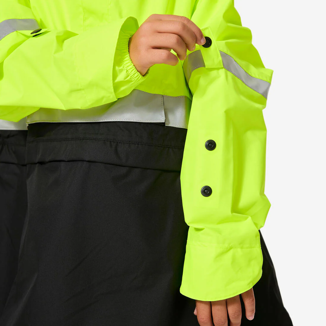 PONCHO NIÑOS NEGRO-AMARILLO FLUORESCENTE VISIBILIDAD DIURNA/NOCTURNA IMPERMEABLE - Image 7