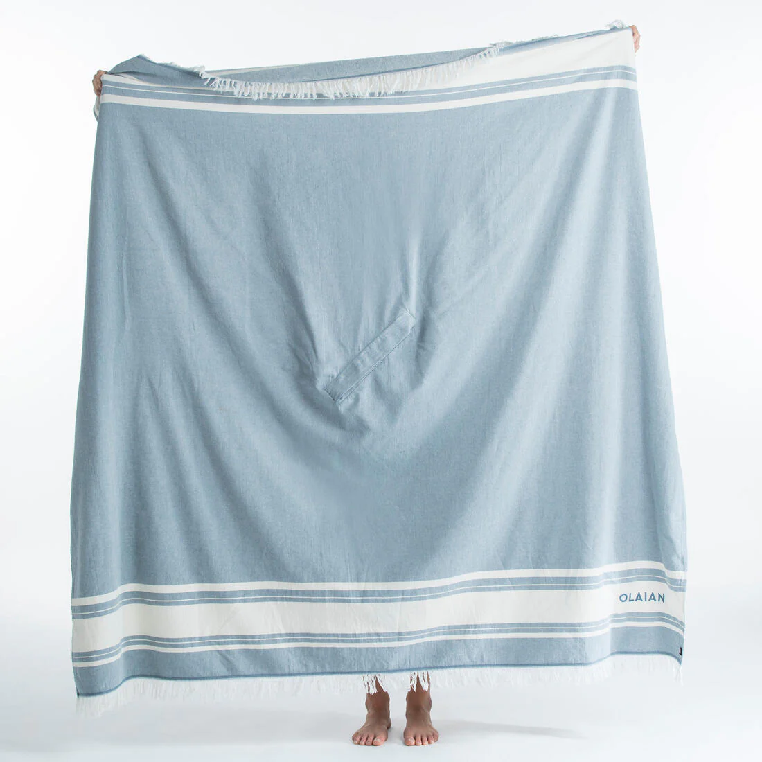 Poncho toalla adulto de algodón celeste - Image 13