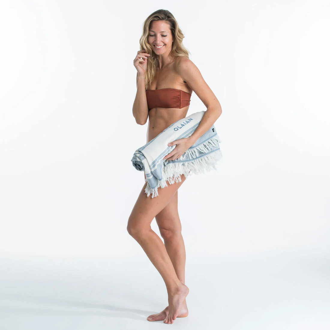 Poncho toalla adulto de algodón celeste - Image 14