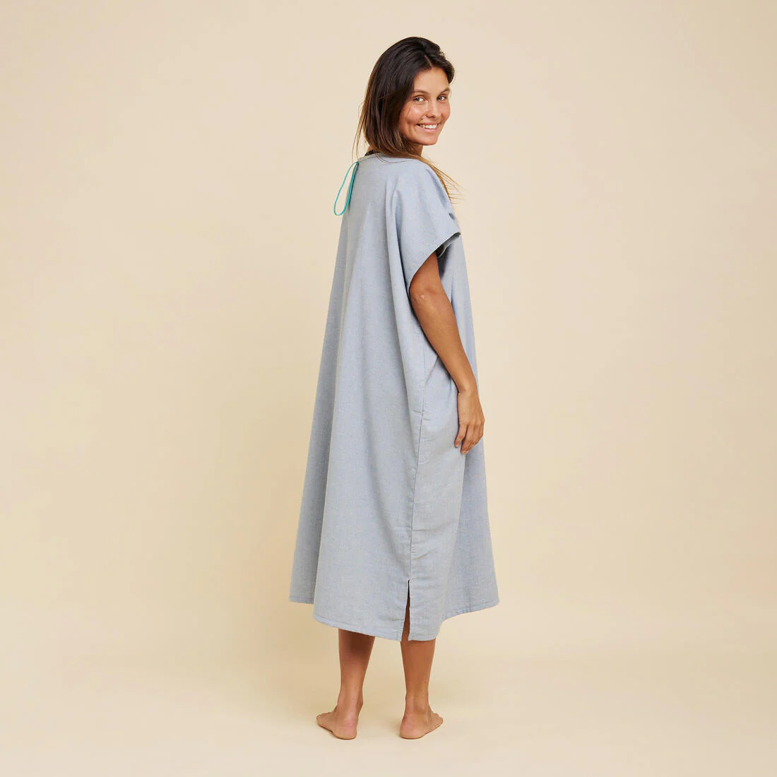 Poncho toalla adulto de algodón surf gris jaspeado - Image 2