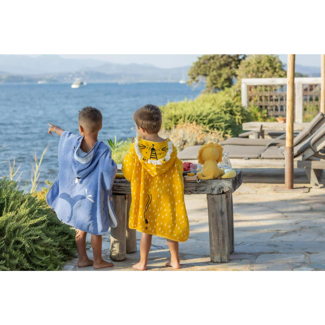 Poncho toalla bebé de algodón amarillo león - Image 10