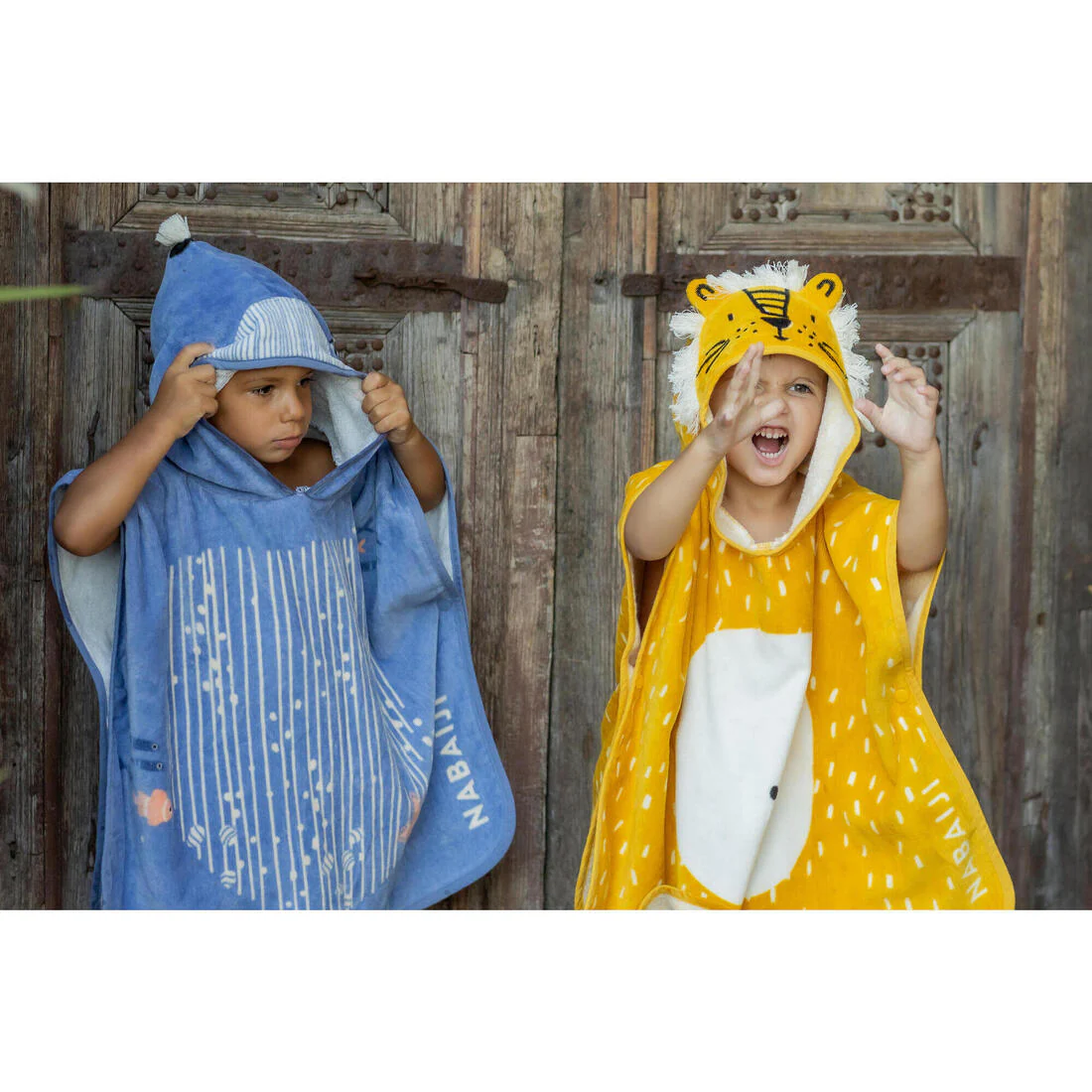 Poncho toalla bebé de algodón amarillo león - Image 13