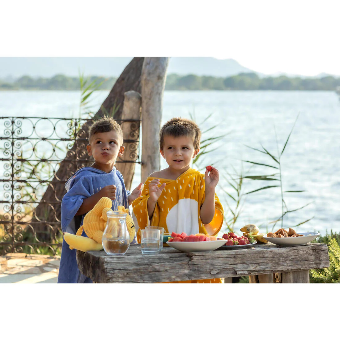 Poncho toalla bebé de algodón amarillo león - Image 14