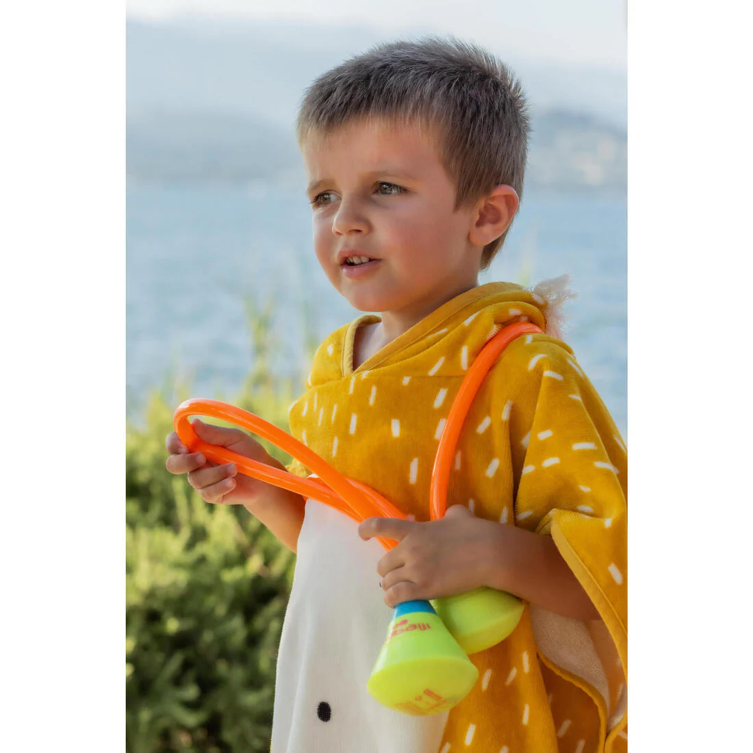 Poncho toalla bebé de algodón amarillo león - Image 16