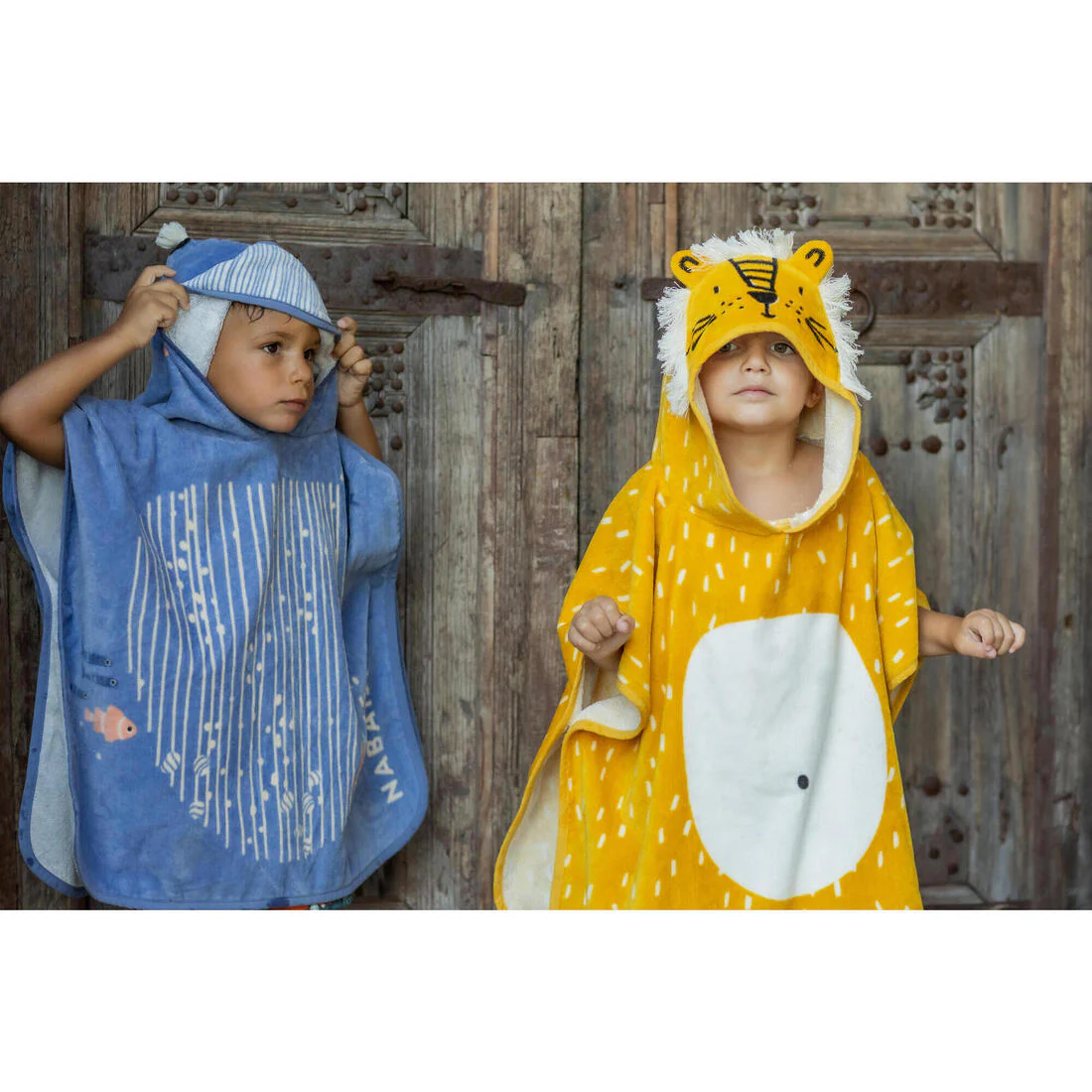 Poncho toalla bebé de algodón amarillo león - Image 17