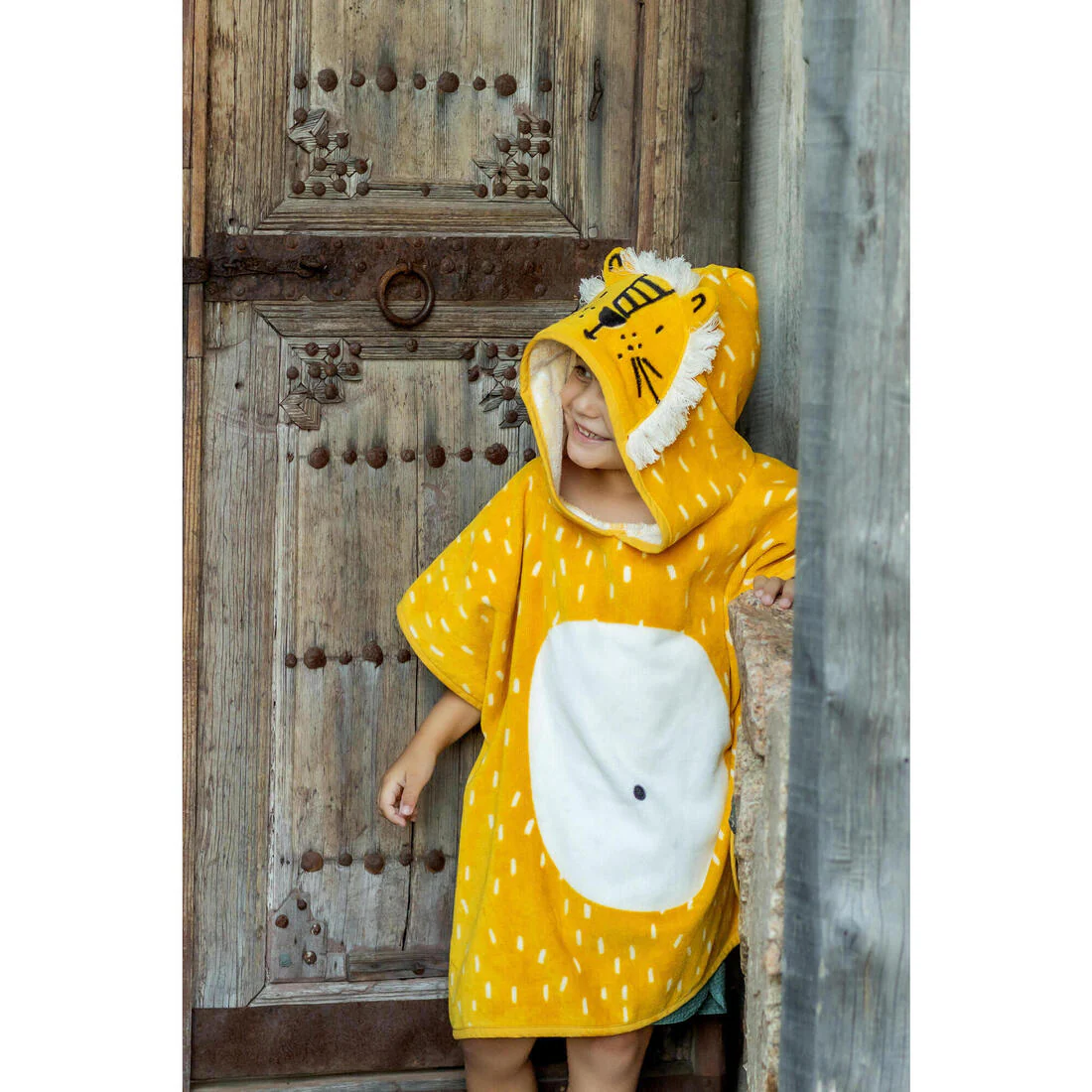 Poncho toalla bebé de algodón amarillo león - Image 18