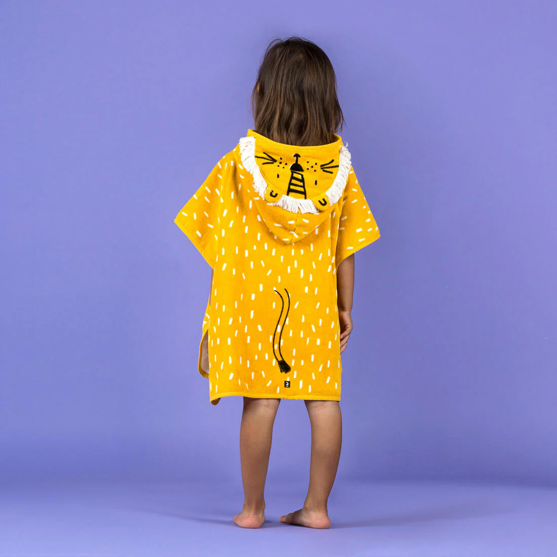 Poncho toalla bebé de algodón amarillo león - Image 3