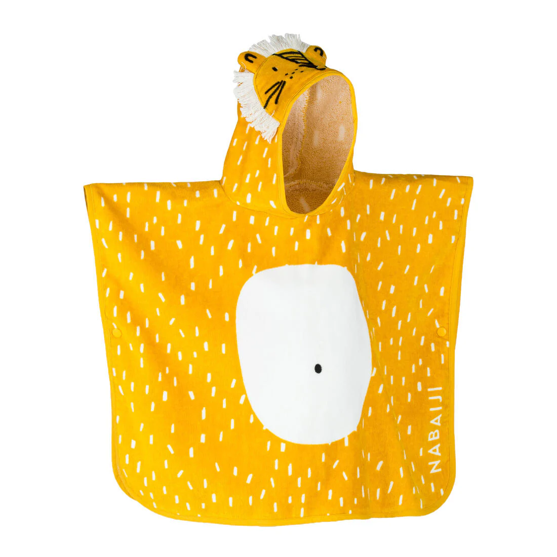Poncho toalla bebé de algodón amarillo león - Image 8