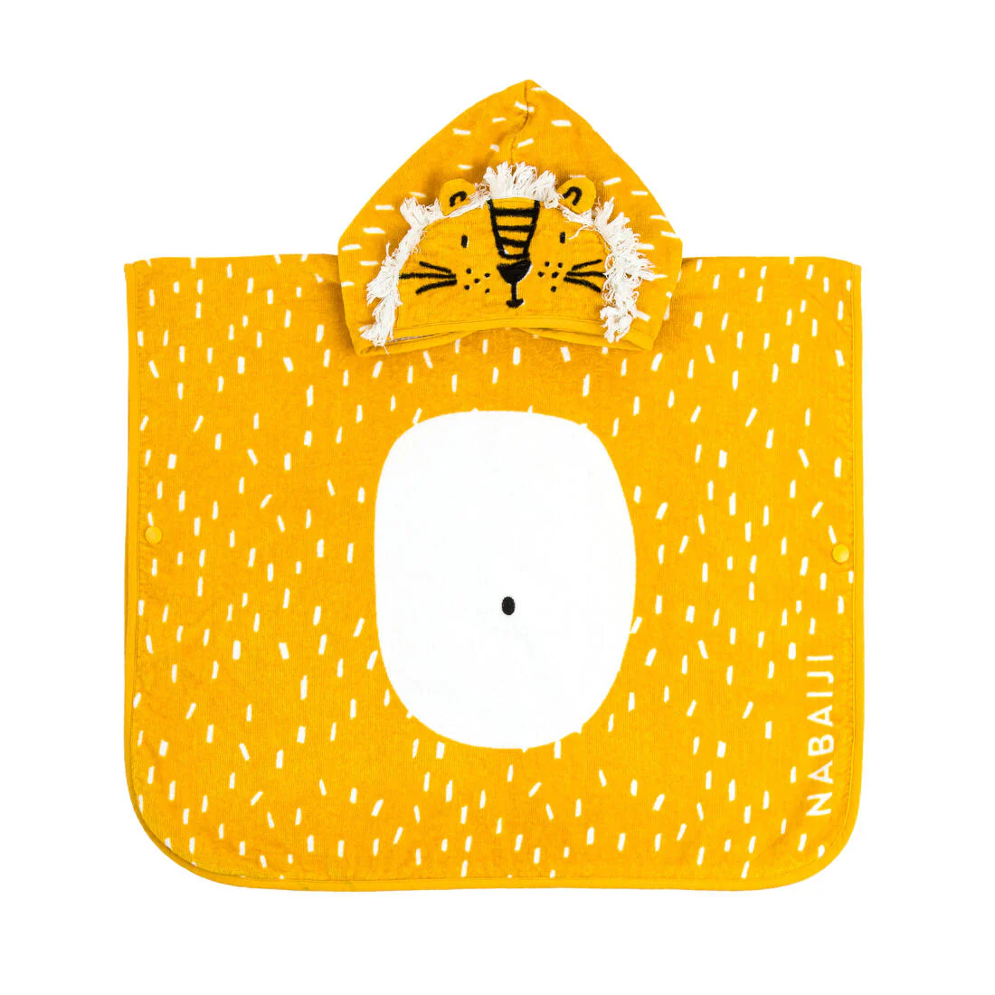 Poncho toalla bebé de algodón amarillo león - Image 9