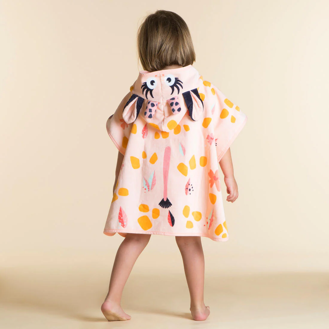 Poncho toalla bebé de algodón rosado jirafa - Image 4