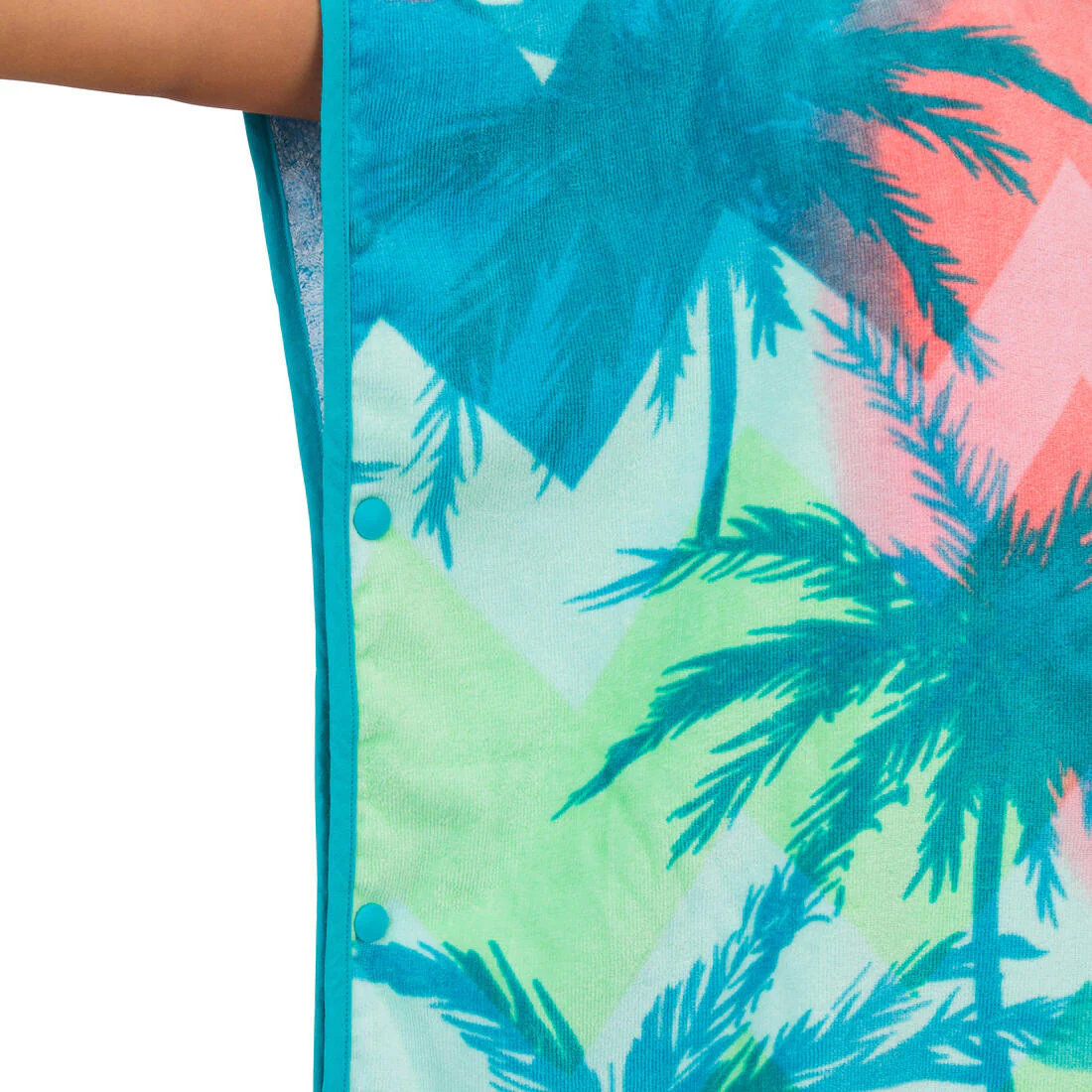 Poncho toalla niños de algodón surf azul rosado - Image 4