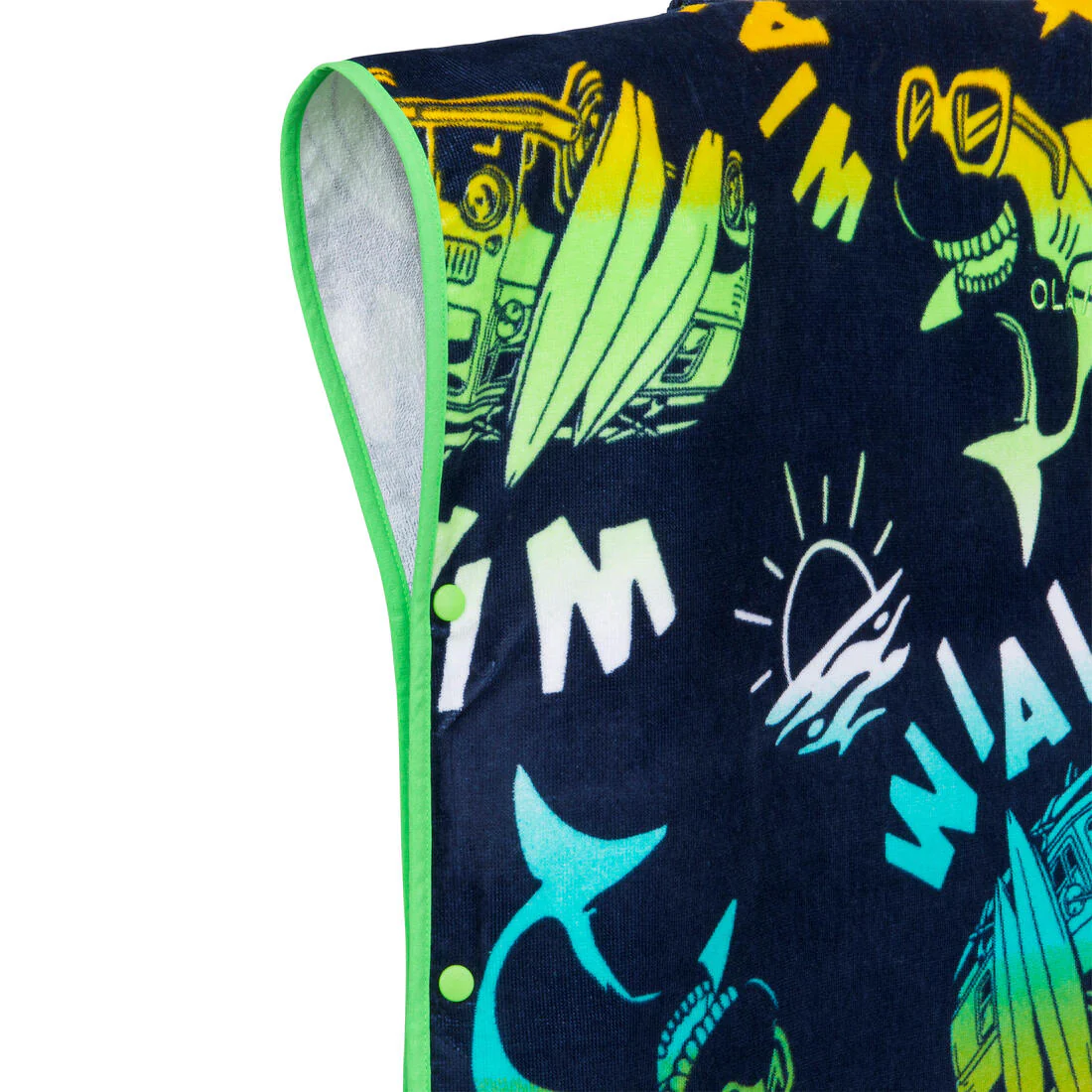 Poncho toalla niños de algodón surf azul rosado - Image 7