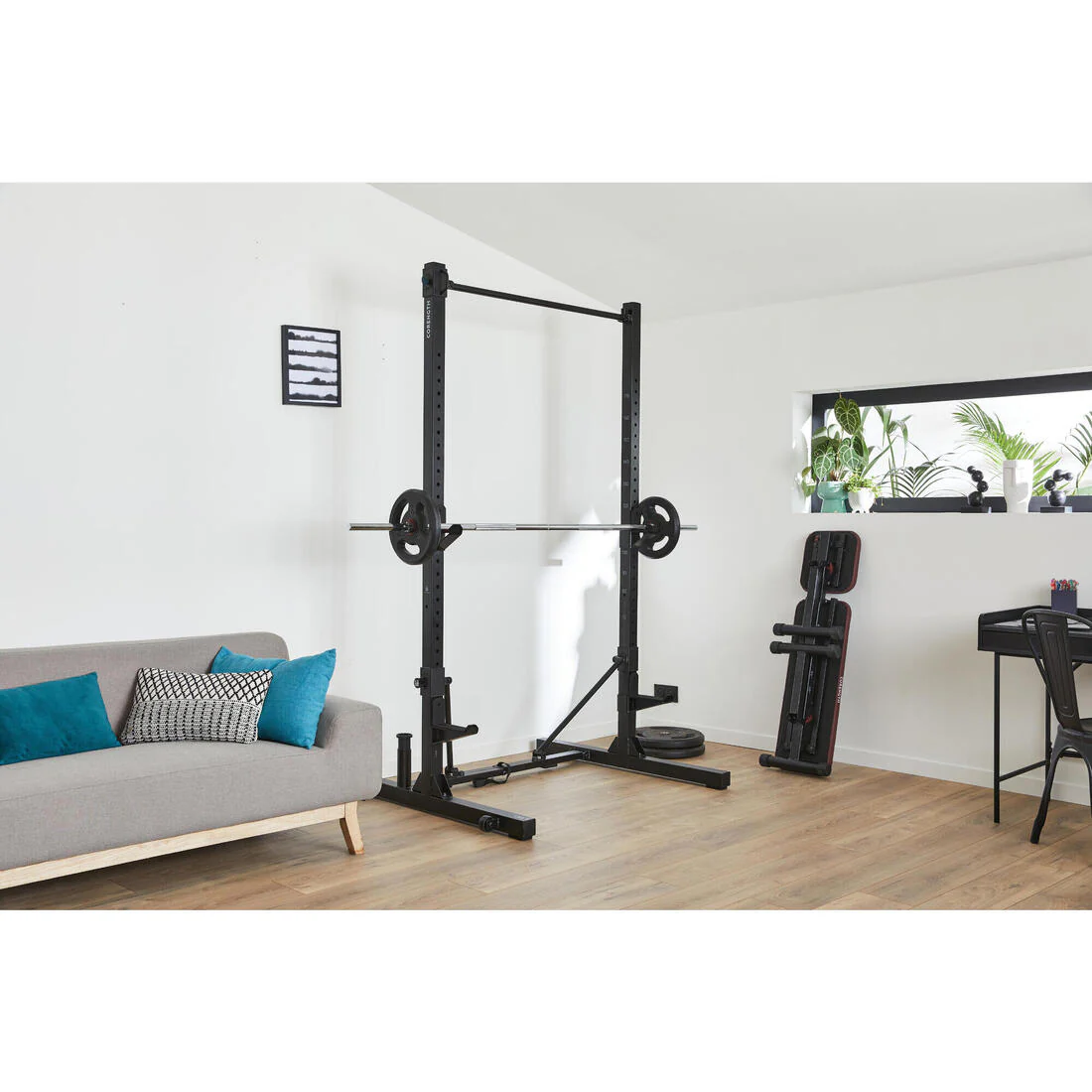 RACK MUSCULACIÓN 500 PLEGABLE SENTADILLAS + BENCH + DOMINADAS - Image 7