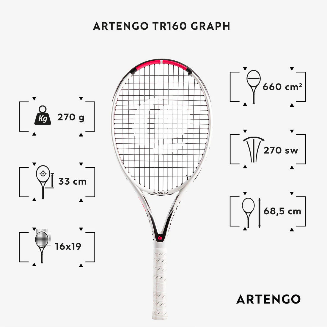 RAQUETA DE TENIS ARTENGO ADULTOS TR160 GRAPH - Image 2