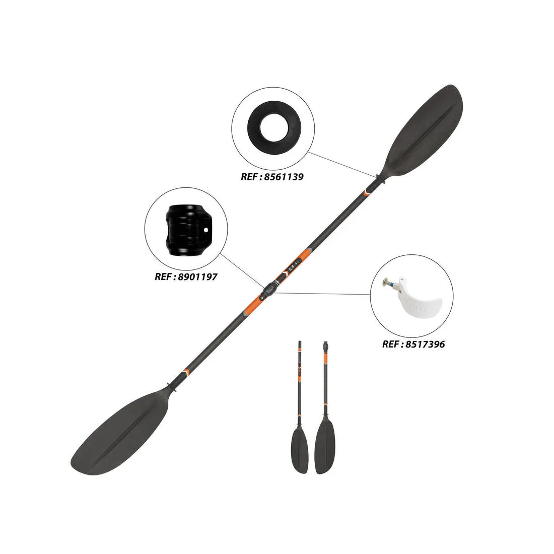 REMO KAYAK X500 CARBONO + PLÁSTICO DESMONTABLE 2 PARTES AJUSTABLE 210-220 CM - Image 6