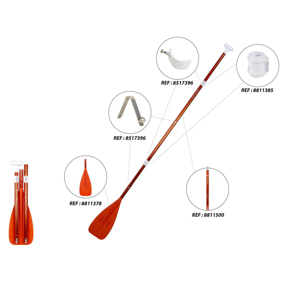 Remo Stand Up Paddle 100 Compacto 5 Partes Ajustable 160-220 cm - Image 5