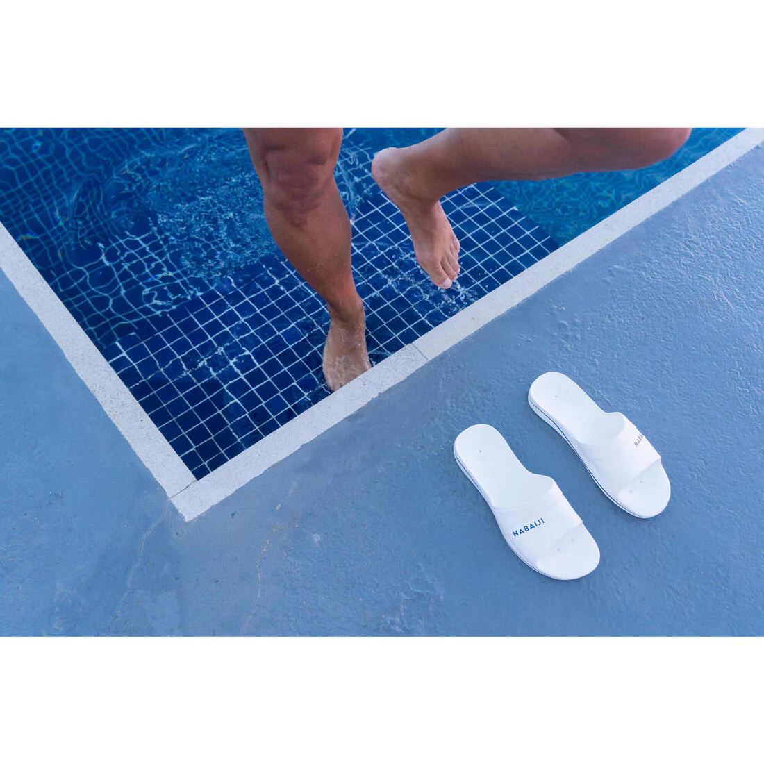 Sandalias para piscina hombre azul blanco - 100 - Image 5