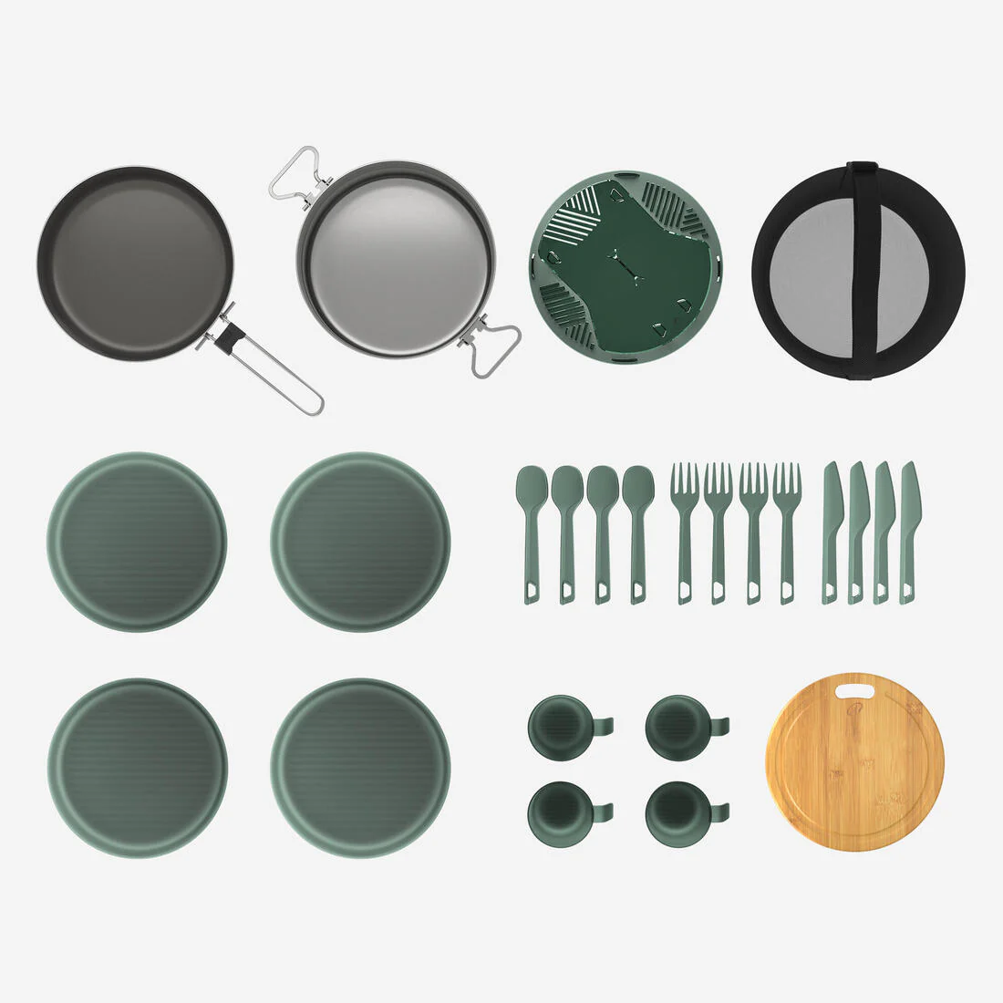 SET COCINA CAMPING 500 CAMPING ACERO INOXIDABLE 4 PERSONAS 25 PIEZAS - Image 2