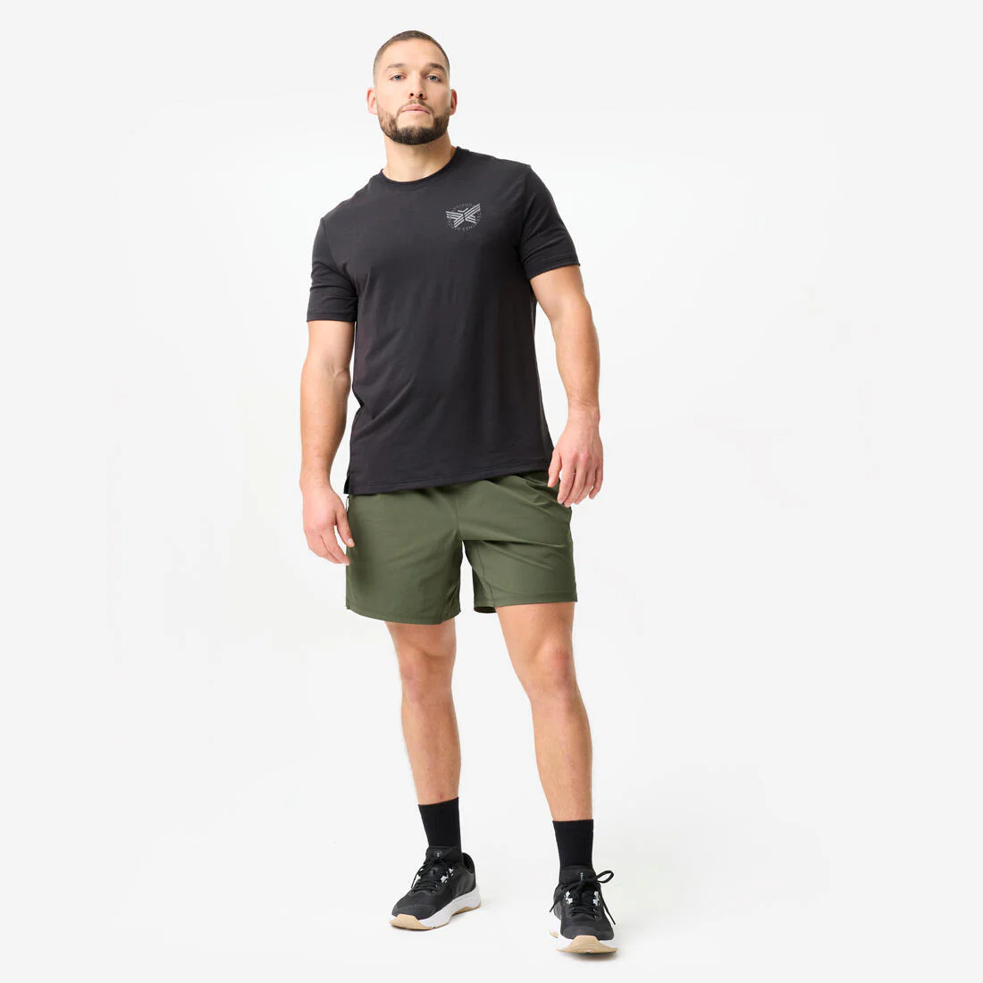 Pantalón Corto Deportivo Hombre Caqui Ligero 18 cm Medio Muslo - Image 2