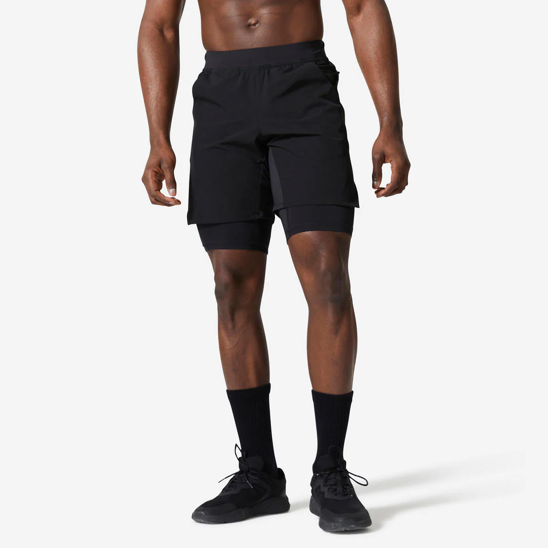 Pantalón Corto Fitness Hombre 2 En 1 Transpirable Bolsillo Cremallera - Image 2