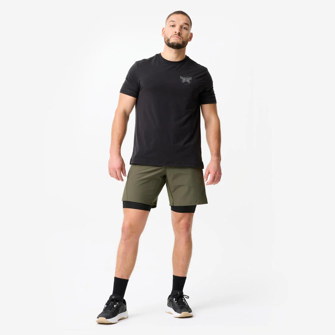 Pantalón Corto Fitness Hombre 2 En 1 Transpirable Bolsillo Cremallera - Image 4