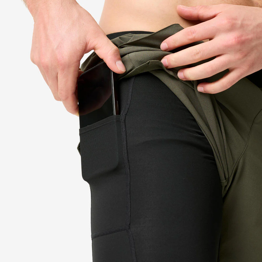 Pantalón Corto Fitness Hombre 2 En 1 Transpirable Bolsillo Cremallera - Image 8