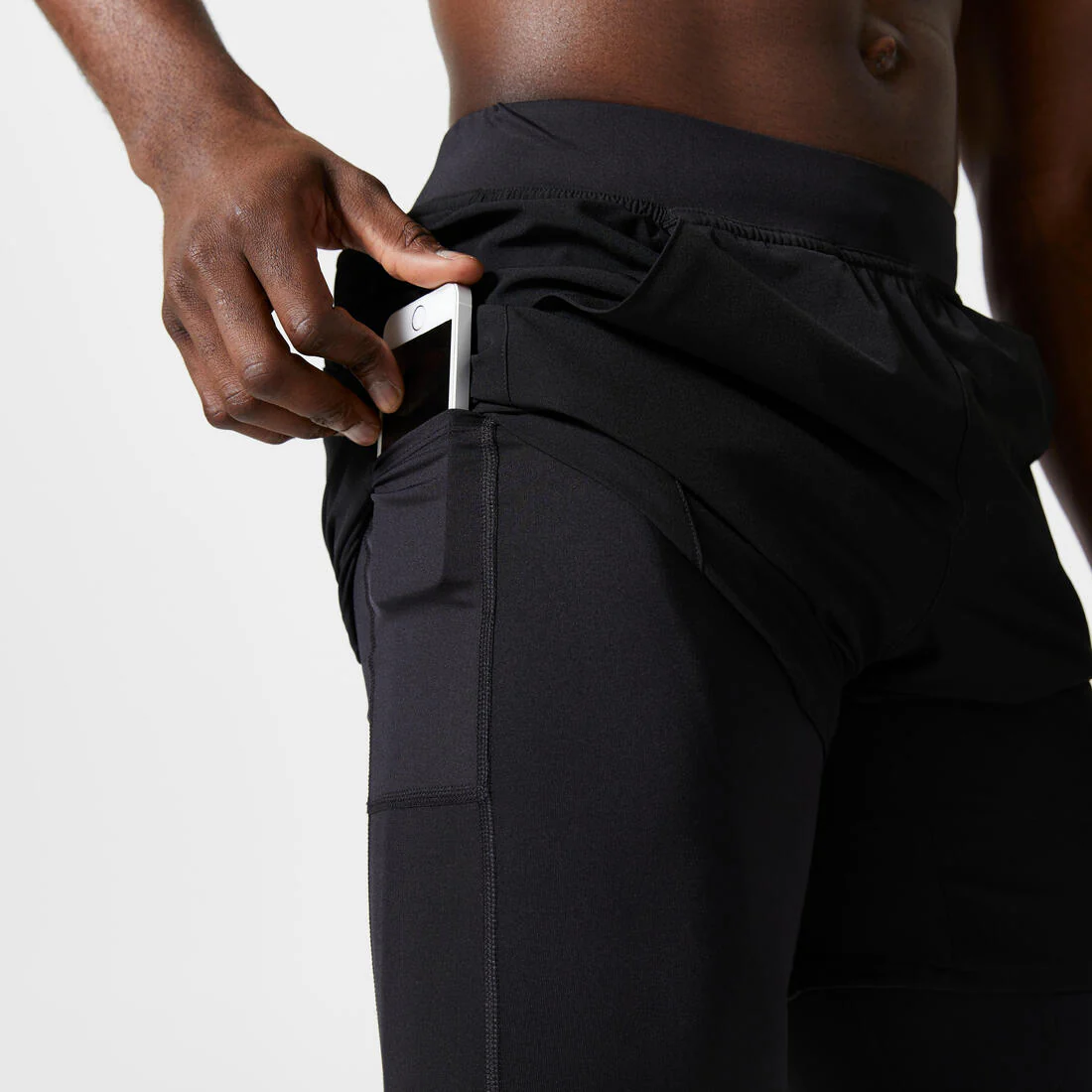 Pantalón Corto Fitness Hombre 2 En 1 Transpirable Bolsillo Cremallera - Image 9