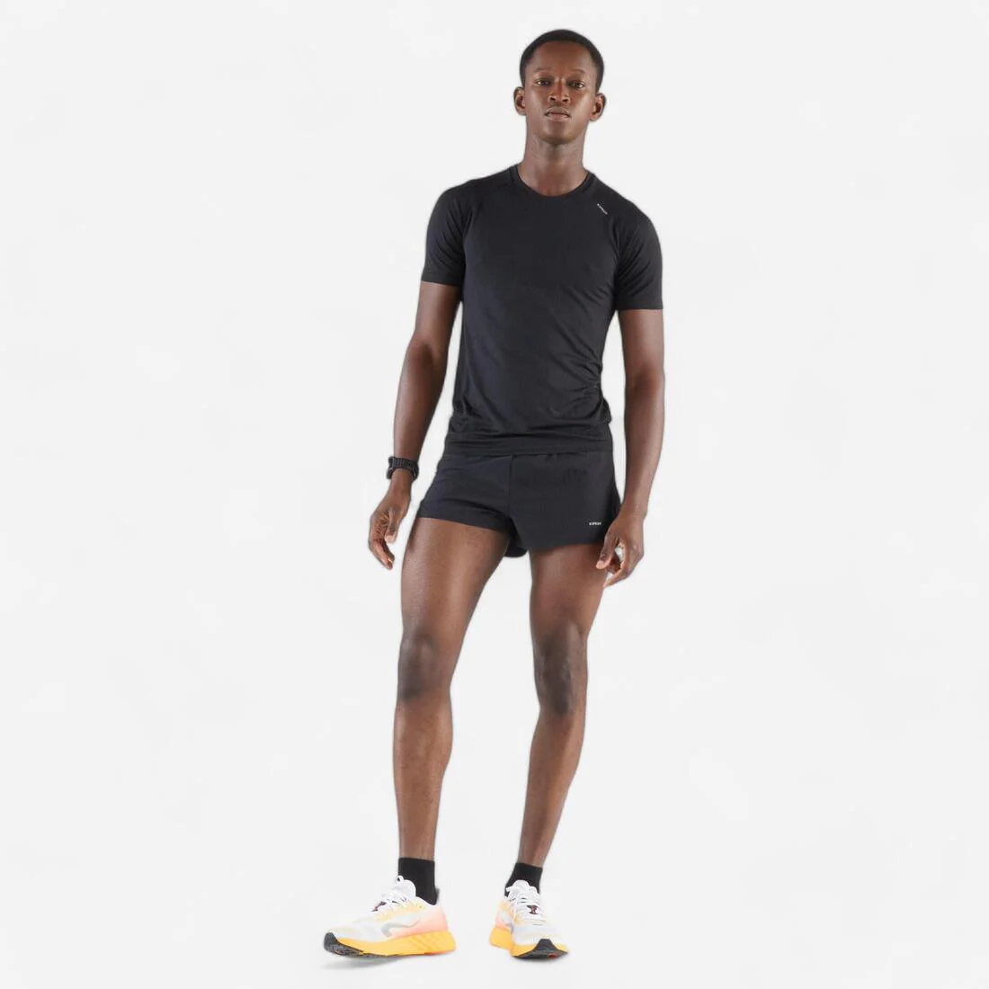 Pantalón corto running Hombre - KIPRUN Run 500 Confort Split Negro - Image 3