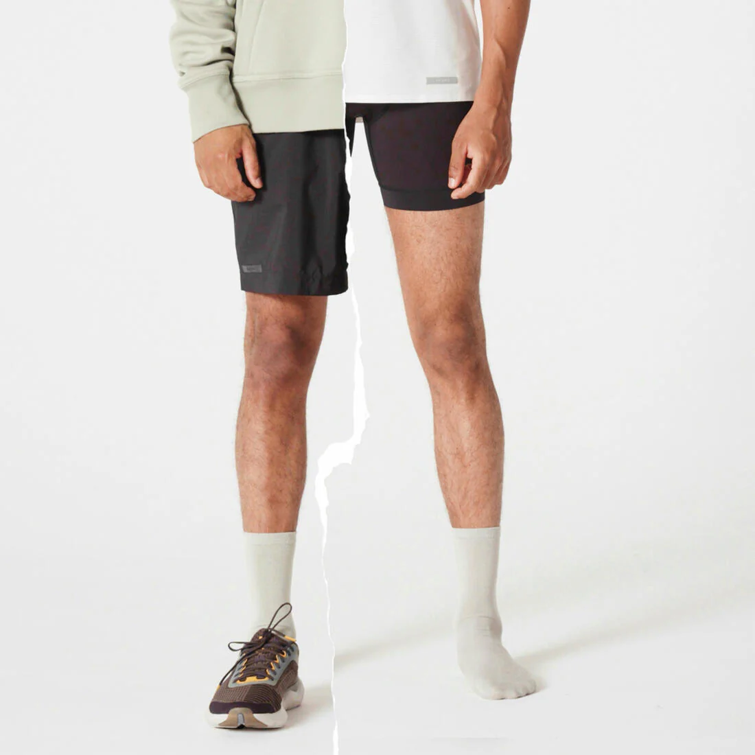 Shorts running transpirable 2 en 1  hombre - Dry 550 negro - Image 11