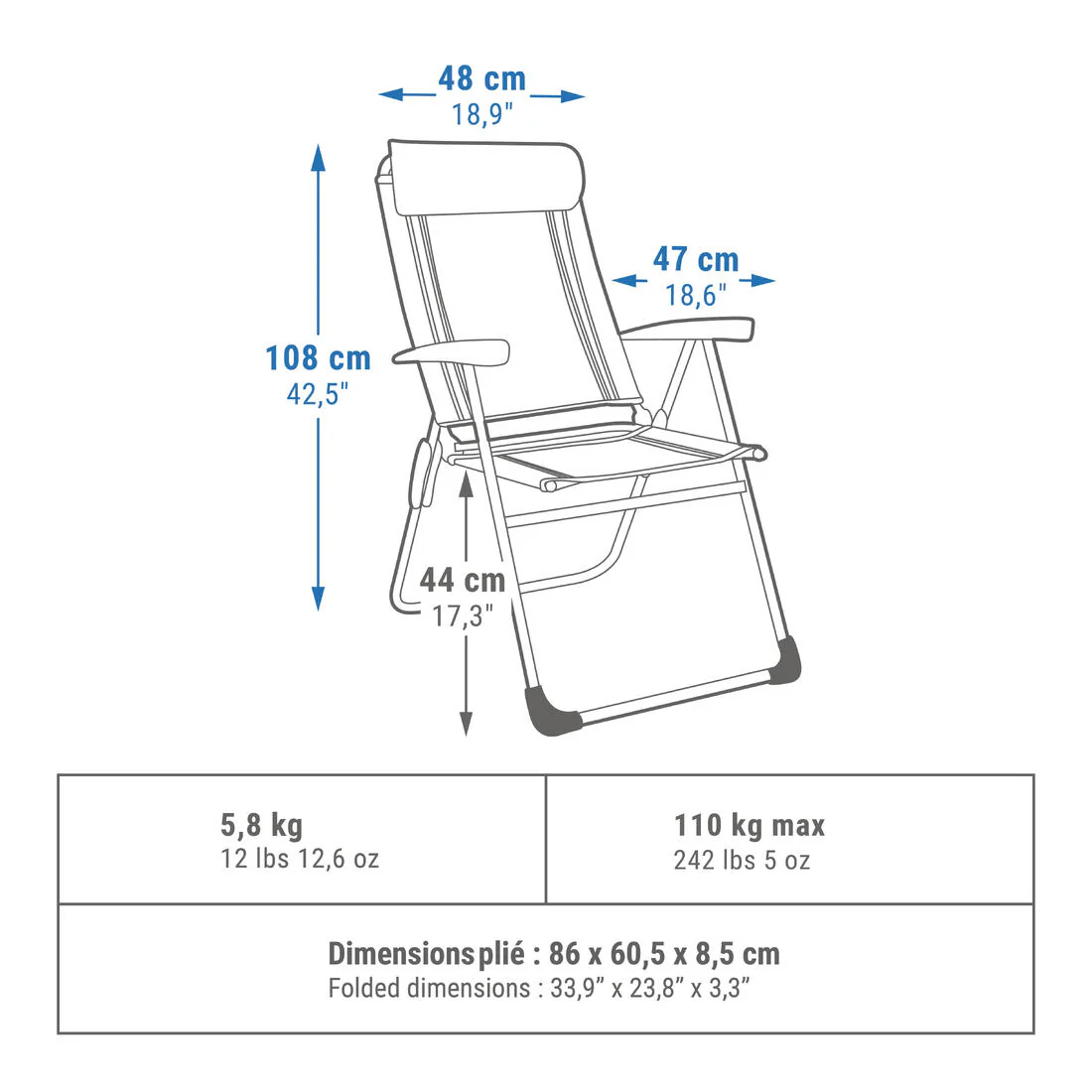 SILLA CAMPING PLEGABLE RECLINABLE - Image 4