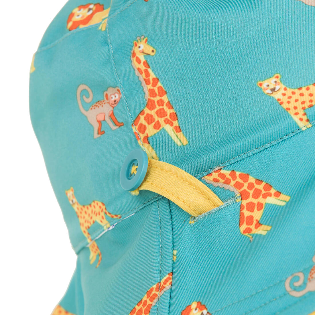 Sombrero bebé filtro UV reversible amarillo azul con estampado selva - Image 11
