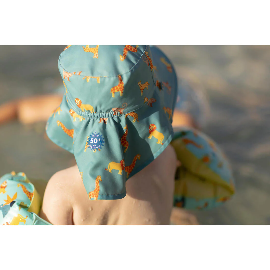 Sombrero bebé filtro UV reversible amarillo azul con estampado selva - Image 18