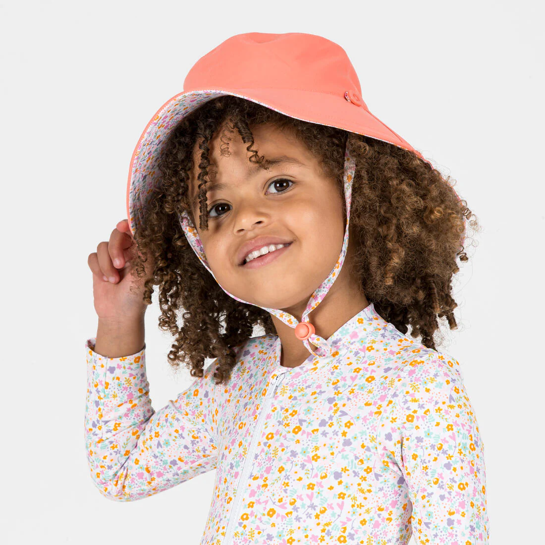 Sombrero bebé filtro UV reversible amarillo azul con estampado selva - Image 3