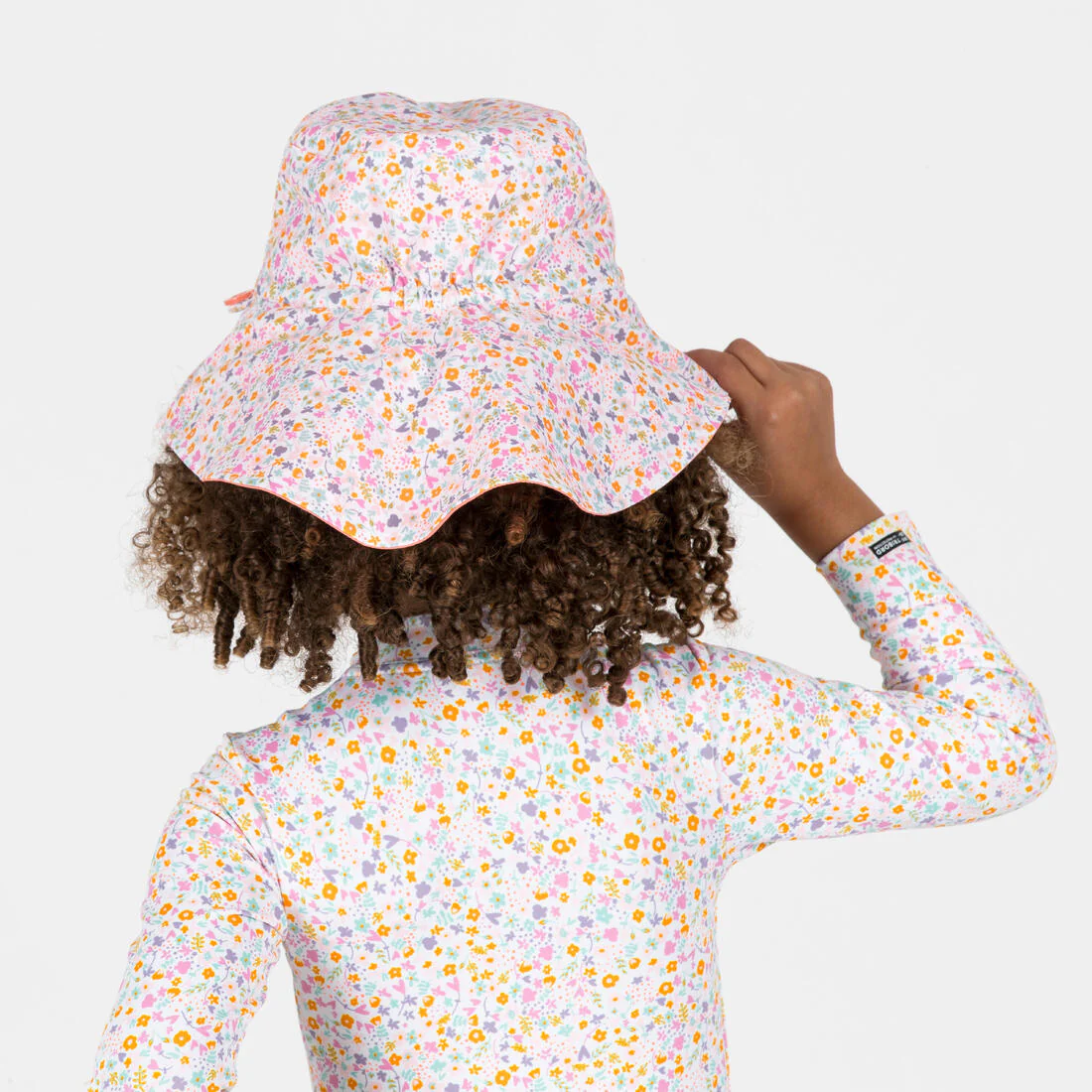 Sombrero bebé filtro UV reversible amarillo azul con estampado selva - Image 6