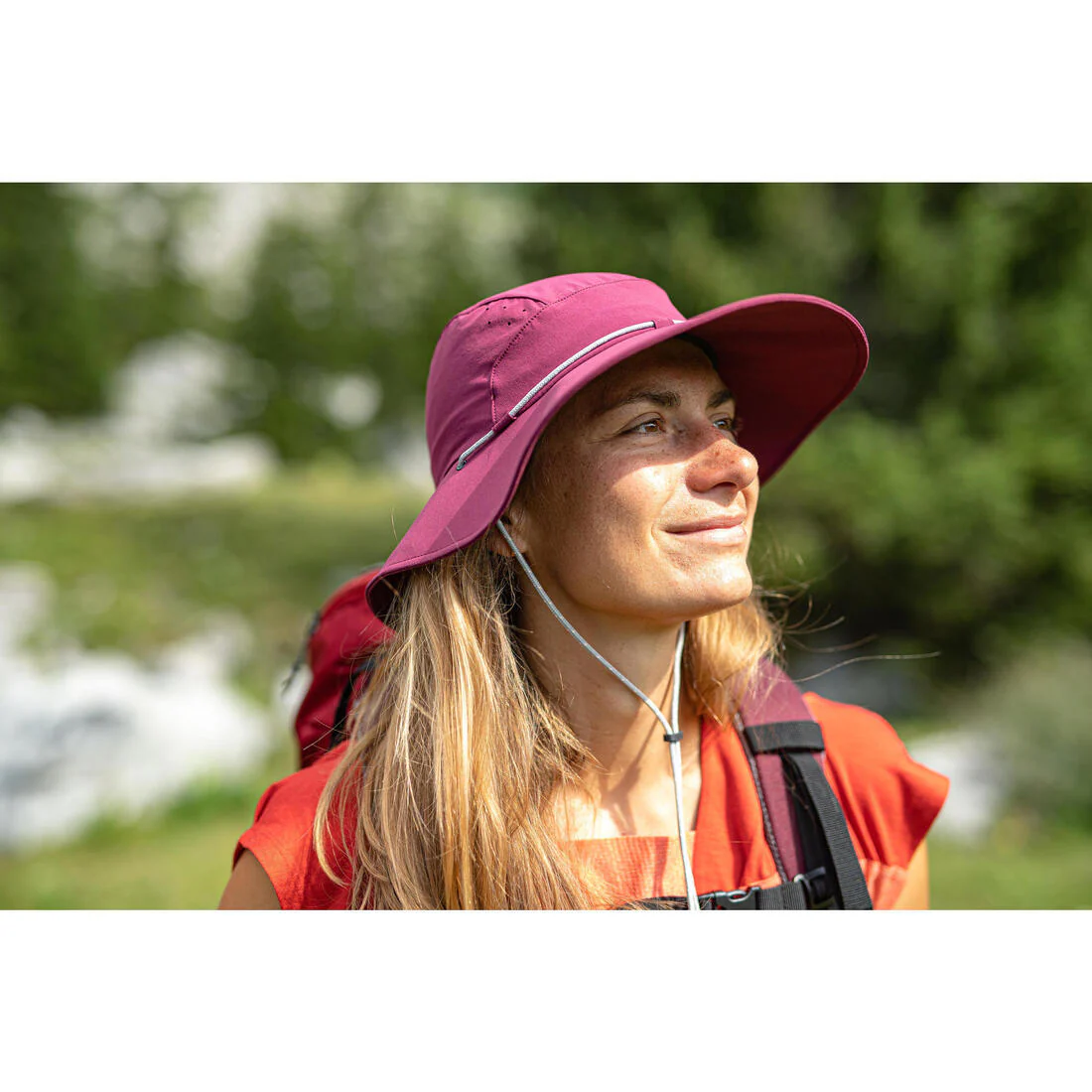 SOMBRERO DE TREKKING MONTAÑA TREK500 ANTI UV BURDEO - Image 13