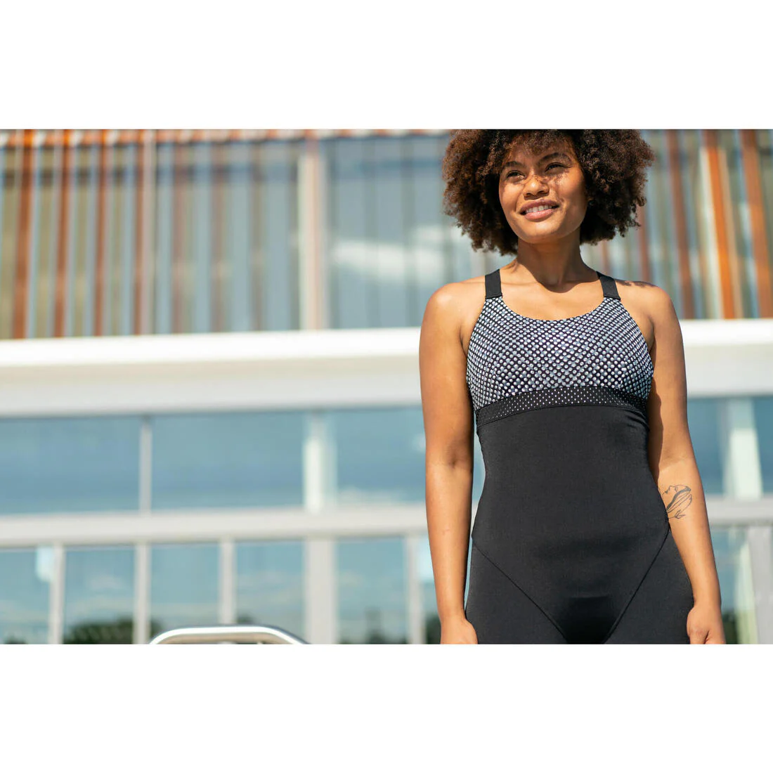 Traje de baño aquagym mujer negro gris - Elea Bul - Image 8