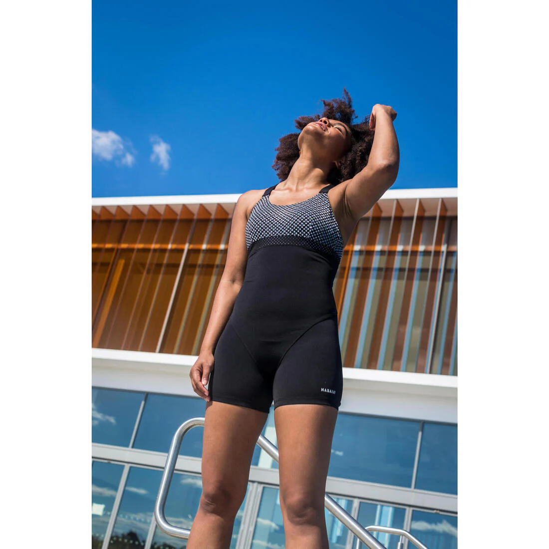 Traje de baño aquagym mujer negro gris - Elea Bul - Image 9
