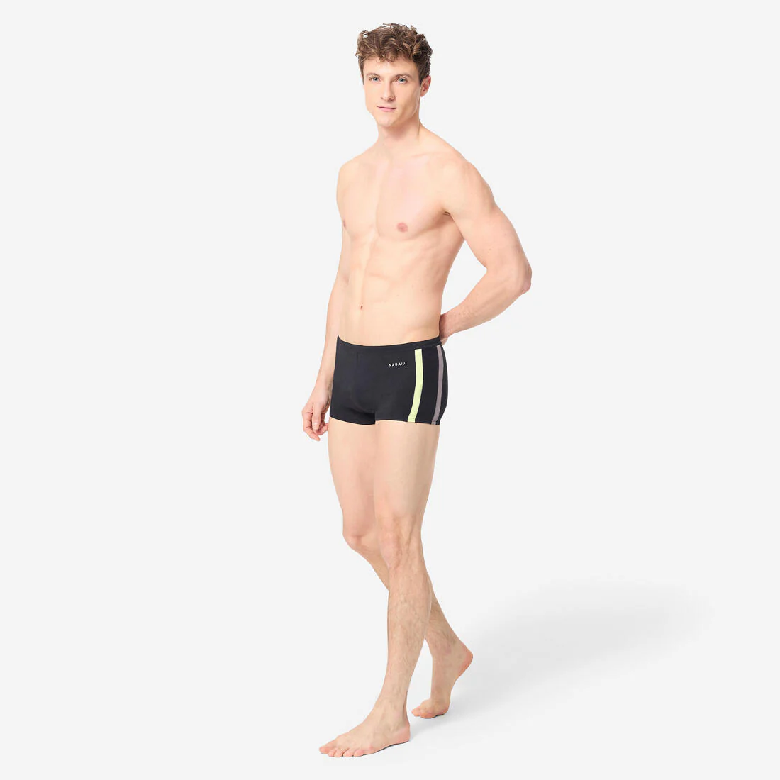 Traje de baño deportivo hombre bóxer negro amarillo - Image 2