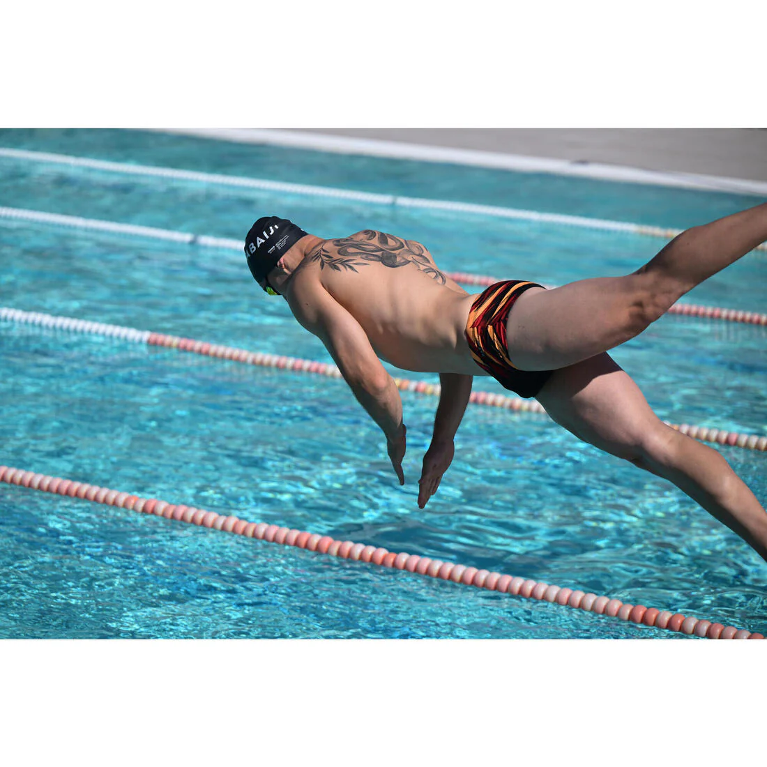 Traje de baño deportivo hombre slip negro naranjo - Blast900 - Image 5