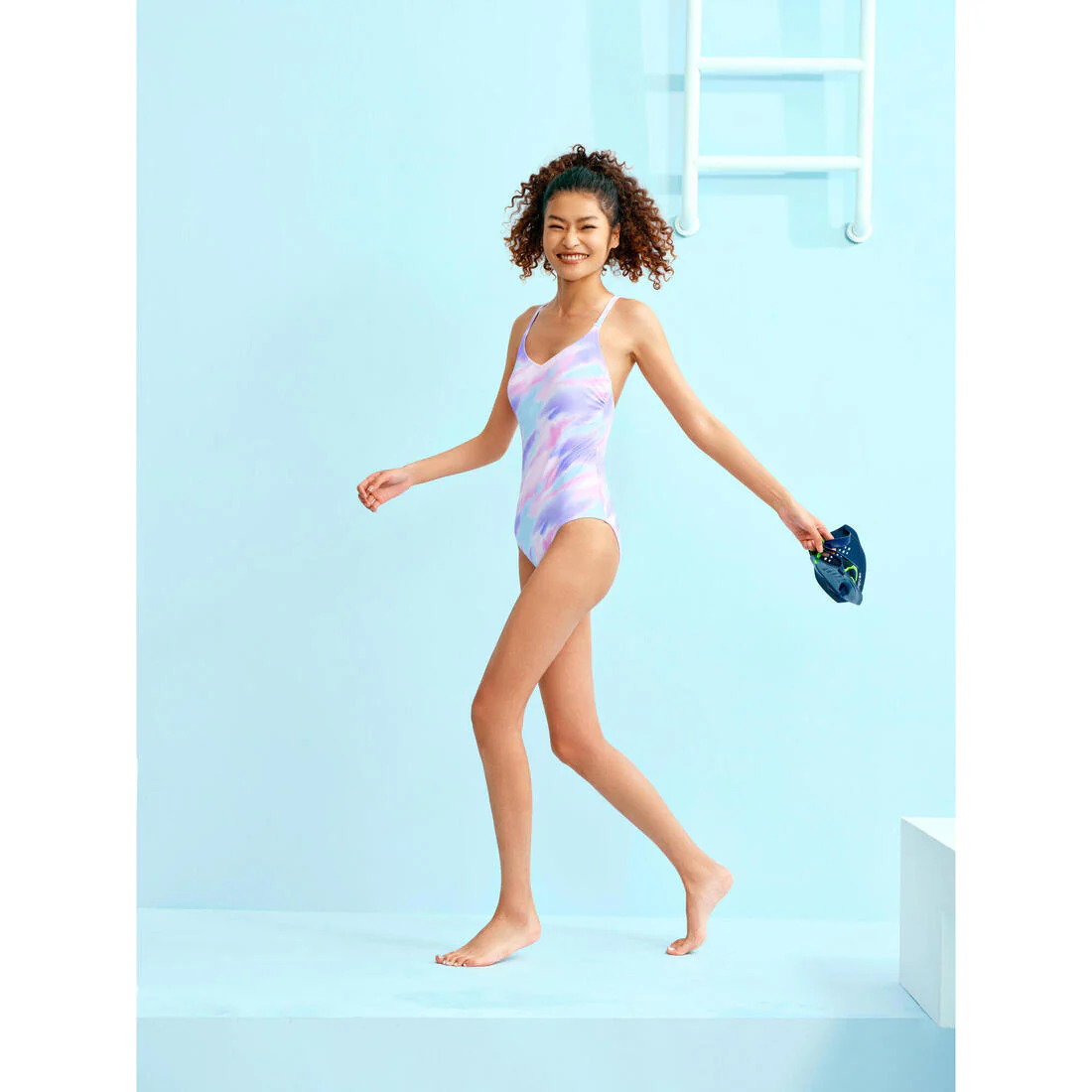 Traje de baño deportivo mujer naranja estampado - Image 40