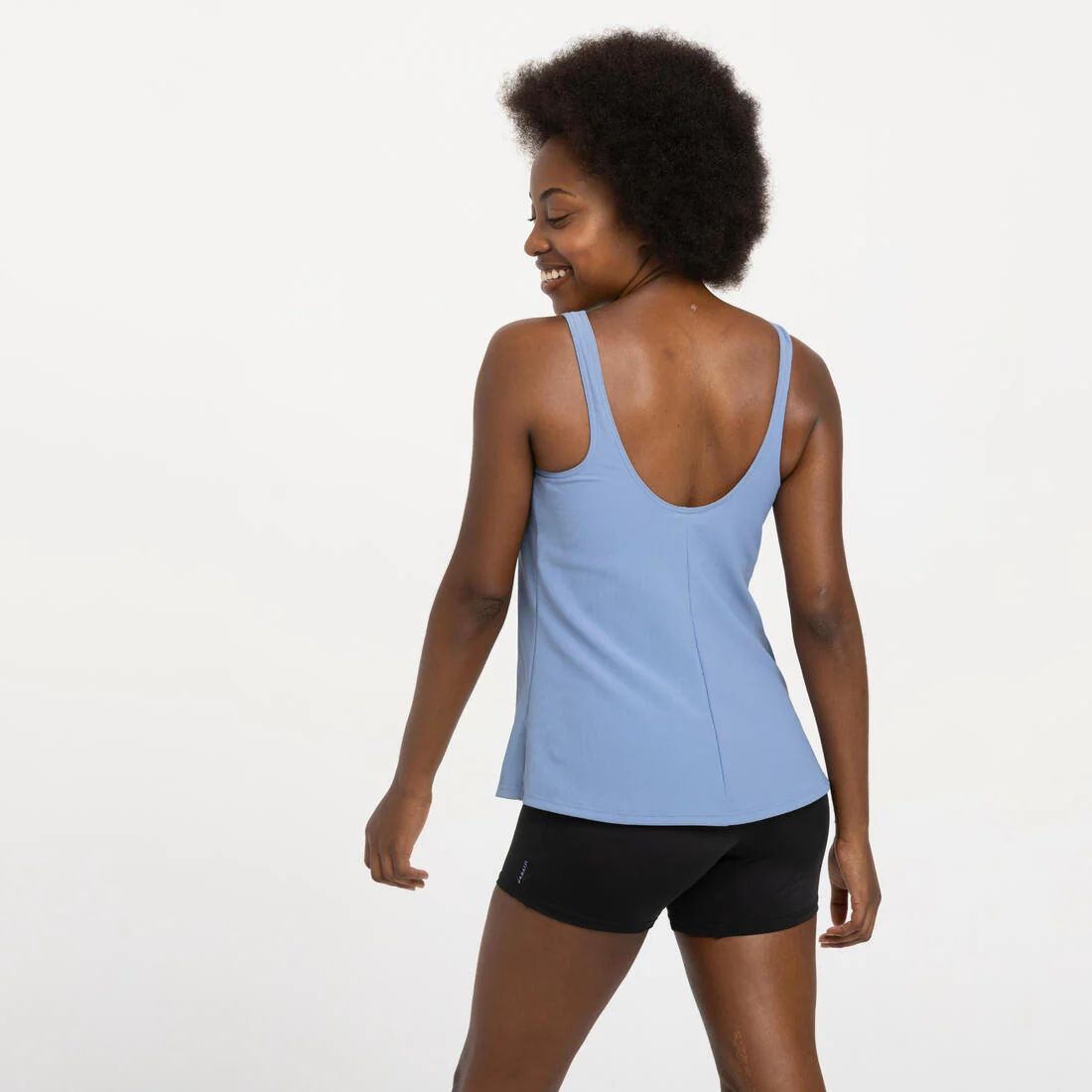 Traje de baño deportivo mujer negro azul Tankini - Shorty Heva - Image 3