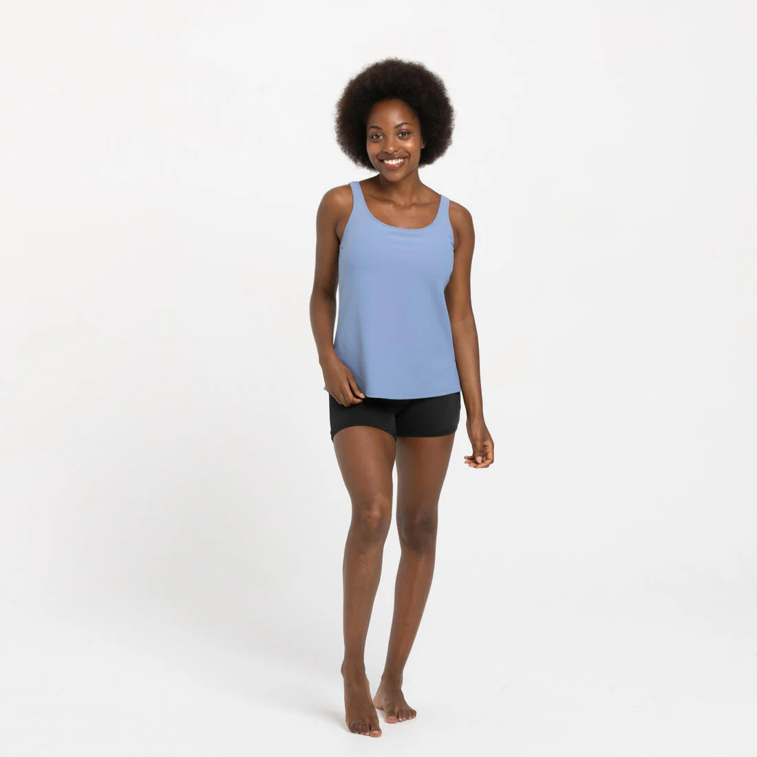 Traje de baño deportivo mujer negro azul Tankini - Shorty Heva - Image 8