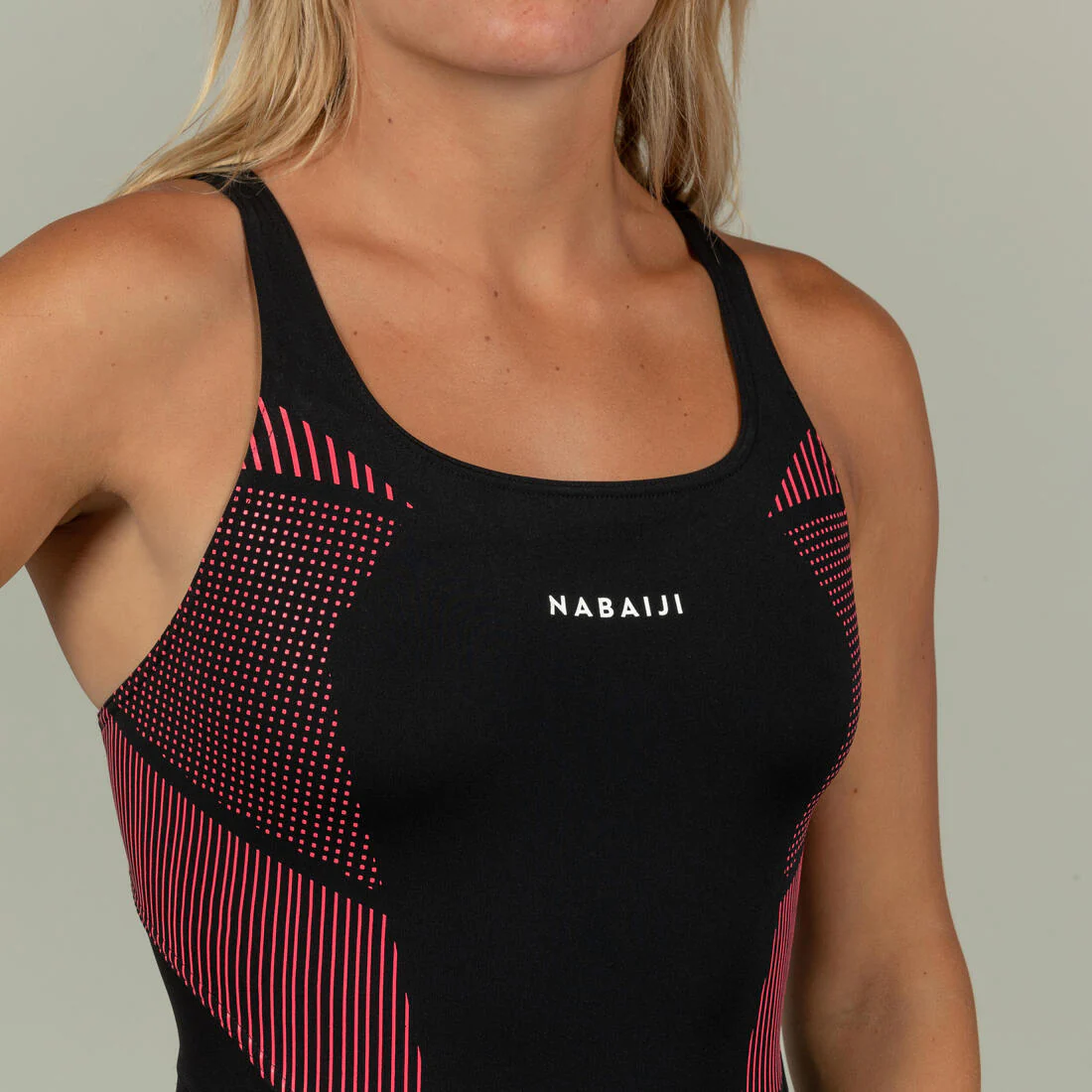 Traje de baño deportivo mujer negro rosado - Image 5